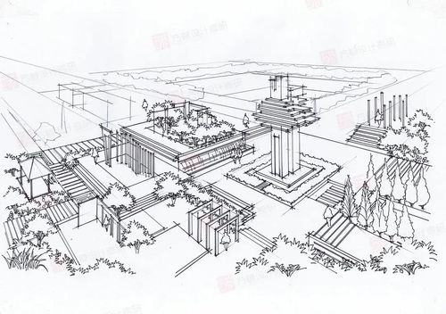 空间线稿与景观效果图绘画步骤分享 从美术图案设计到完整视觉呈现